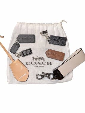 Coach leather assortment tags, fobs, and keychain